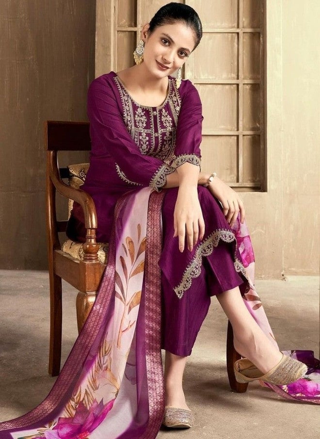 Women Basket كُرتا مزخرفة بنقوش عرقية للنساء مع سالوار ودوباتا - Image 5